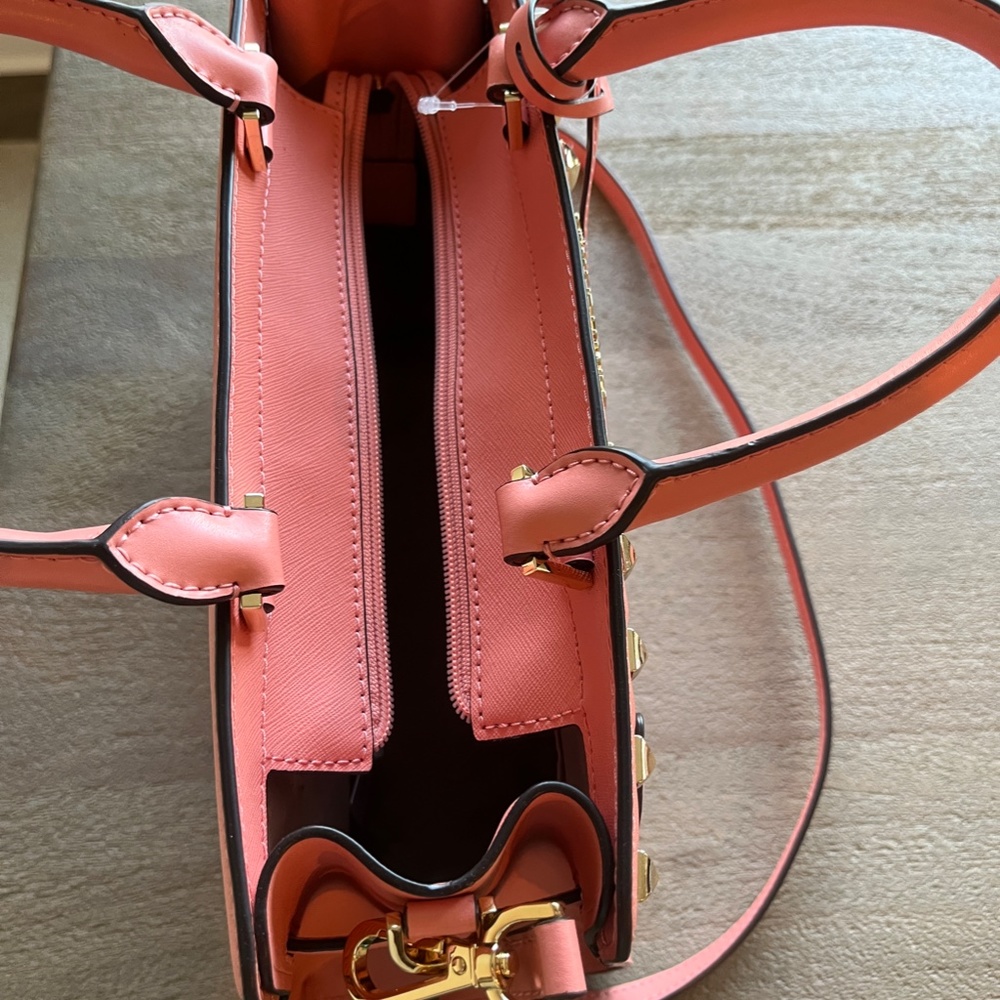 NWT Michael Kors studded rayne leather satchel PINK with matching Wallet - Picture 15 of 16